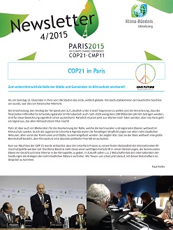 Die neue Newsletter 4/2015 des Klima-Bündnis Lëtzebuerg