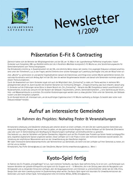 Klimabündnis-Newsletter 1/09