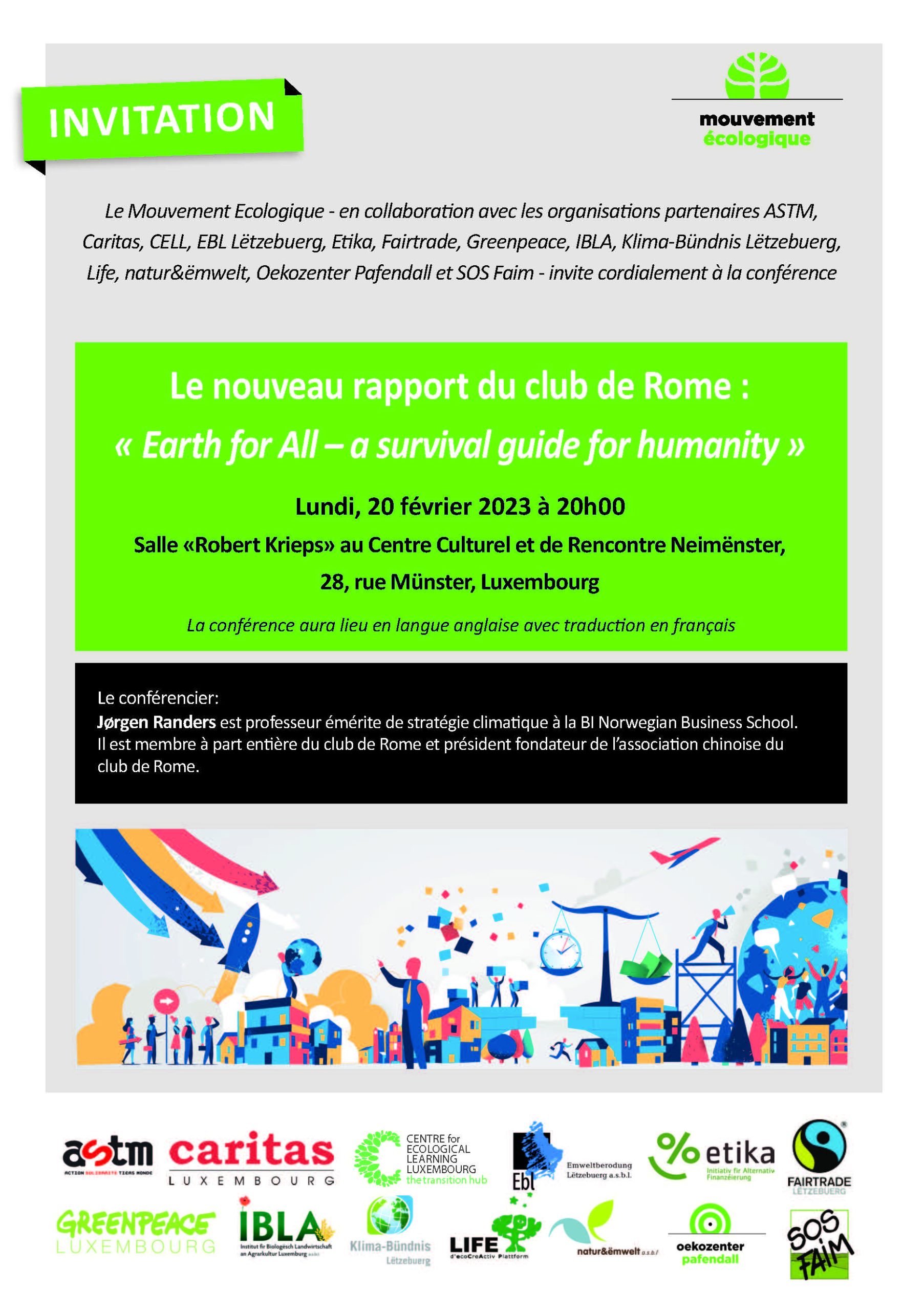 Invitation Conférence – Nouveau Rapport Club de Rome: «Earth for All – a survival guide for humanity»                     »